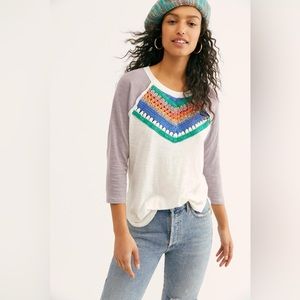 Free People -NWT- Spring Bound -Quarter Sleeve Top- Mineral Bath Combo - XS/S/M